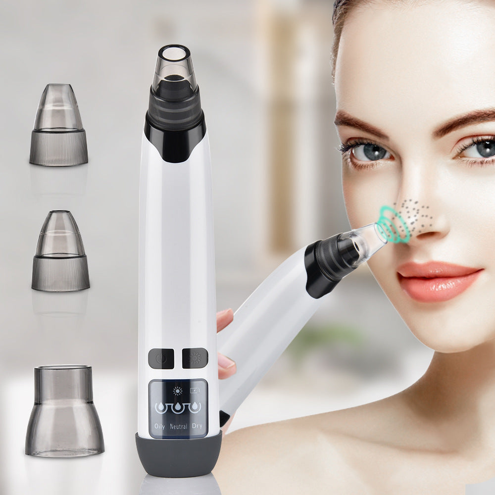 Limpiador eléctrico de poros y succionador de puntos negros con pantalla: Instrumento de belleza con nueva función de compresa caliente.