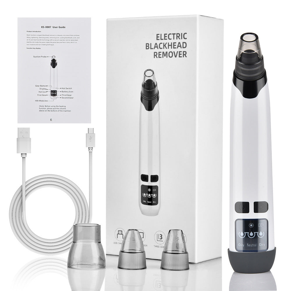 Limpiador eléctrico de poros y succionador de puntos negros con pantalla: Instrumento de belleza con nueva función de compresa caliente.