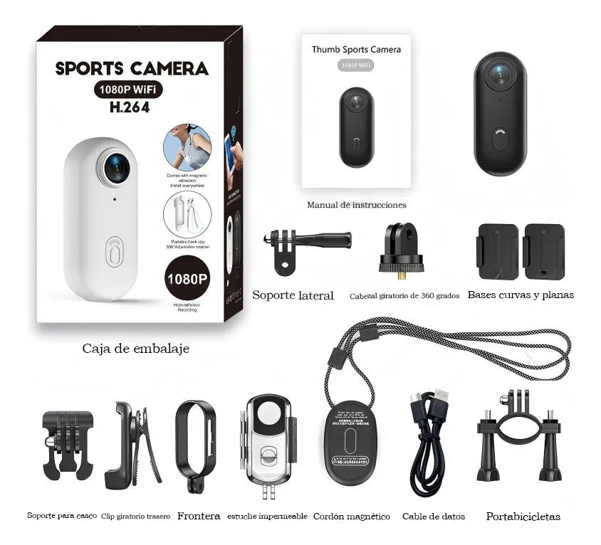 Cámara Deportiva Thumb Riding H88 1080P con Wi‑Fi y Soportes