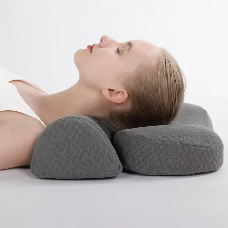 Almohada Cervical Ergonómica de Espuma Viscoelástica Gris