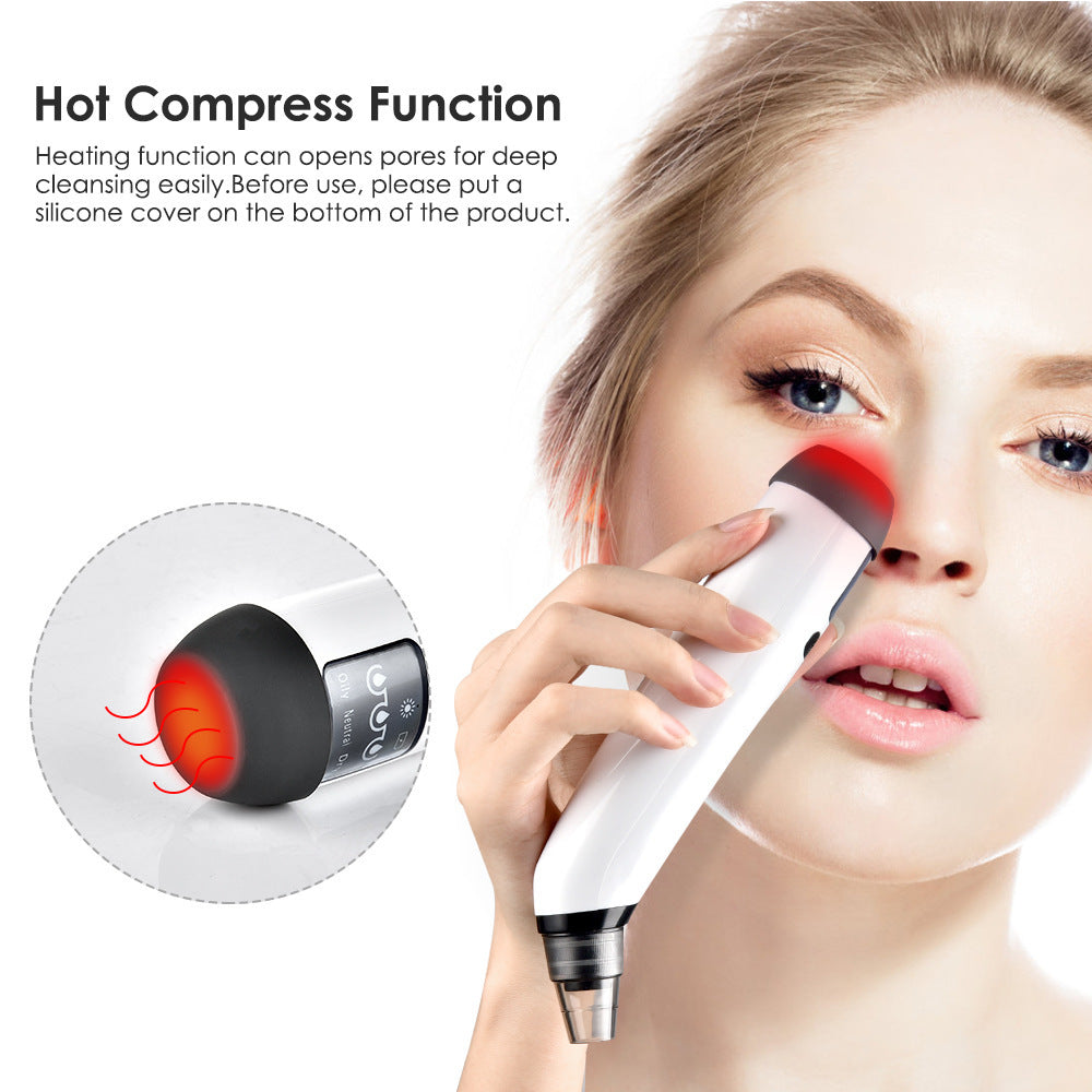 Limpiador eléctrico de poros y succionador de puntos negros con pantalla: Instrumento de belleza con nueva función de compresa caliente.